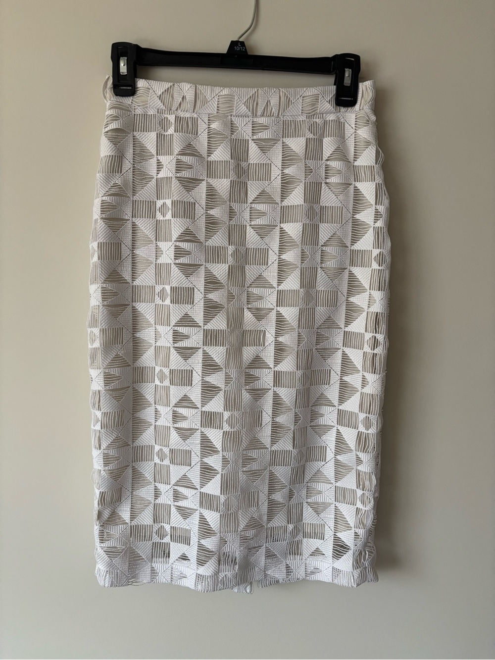 A.L.C. White Geometric Lace Pencil Skirt